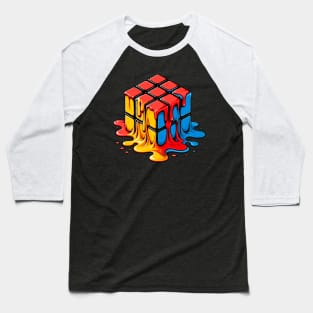 Melting Rubiks Cube Baseball T-Shirt